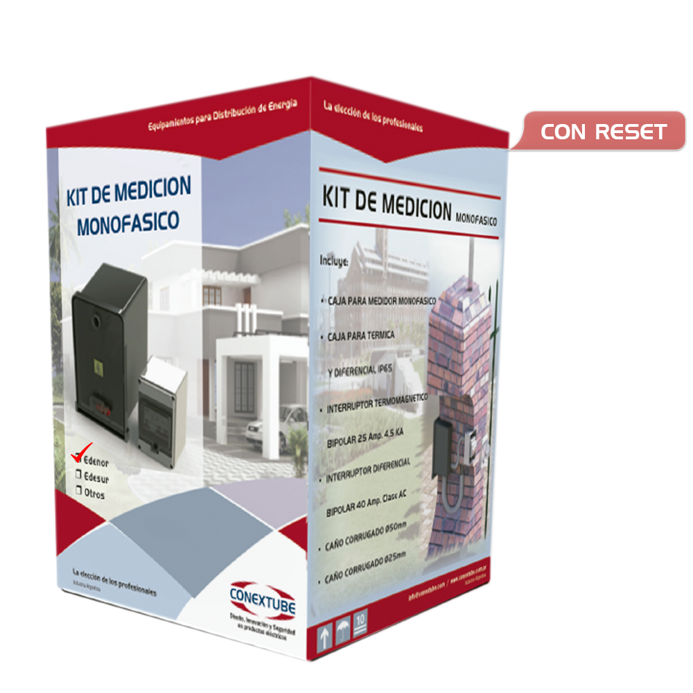 Kit Edenor caja medidor monofásica con reset 
